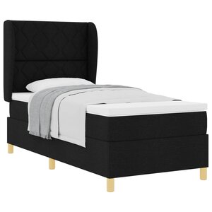 vidaXL Lit à ressorts avec matelas Noir 200 x 100 cm tissu