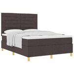 vidaXL Lit à ressorts avec matelas Marron foncé 140 x 200 cm tissu