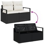 Ensemble de Canapé de Jardin de 9 Pièces avec Coussins Noir Rattan Poly