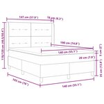 Lit avec sommier à ressorts et matelas vidaXL avec éclairage LED Gris clair 140x190 cm Tissu