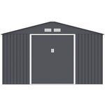 Abri de jardin en métal 10,78 m2 - Kit d'ancrage inclus - Gris anthracite