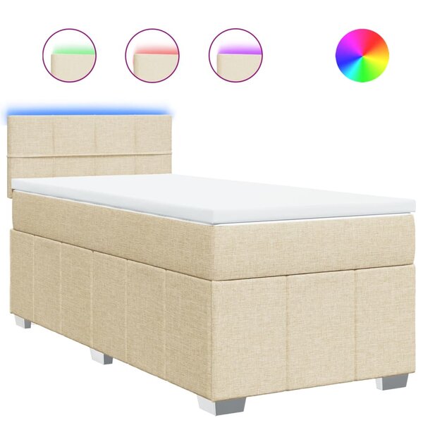 vidaXL Sommier à lattes de lit avec matelas Crème 80x200 cm Tissu