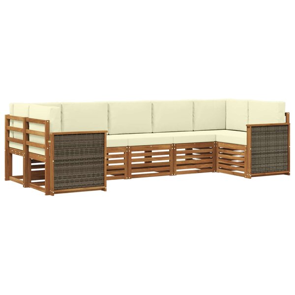 vidaXL Ensemble de canapé d'angle avec coussin 6 Pièces Naturel et Crème