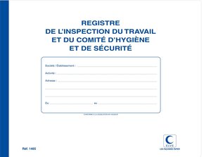Registre Inspection du Travail/Comm Hygiène et Sécurité - 22 x 28 cm - 20 Pages ELVE