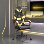 vidaXL Chaise de jeu avec repose-pied Noir et doré Similicuir