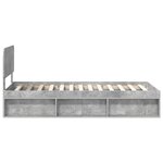 vidaXL Cadre de lit avec tête de lit Gris Béton 90 x 190 cm Pin massif