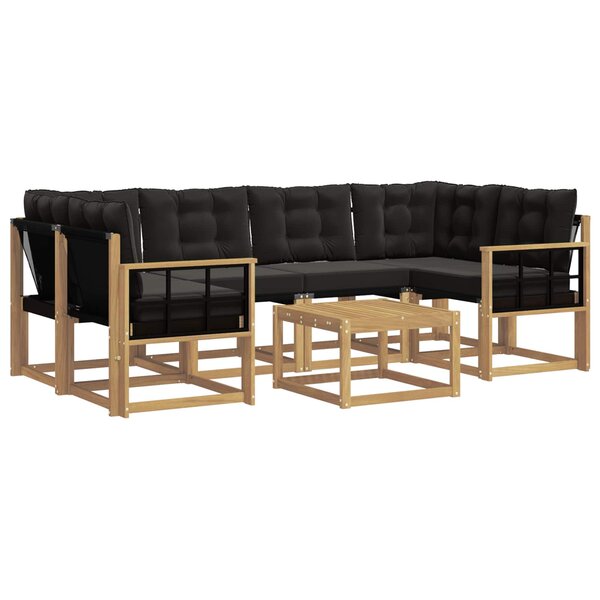 vidaXL Ensemble de canapés d'extérieur 7 pc Blanc et noir