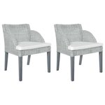 vidaXL Chaises à manger avec coussins lot de 2 gris rotin naturel