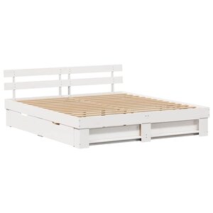 vidaXL Cadre de lit avec tiroir Blanc 200 x 200 cm Bois massif en pin