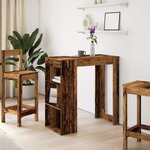 vidaXL Table de bar avec étagères vieux bois bois d'ingénierie