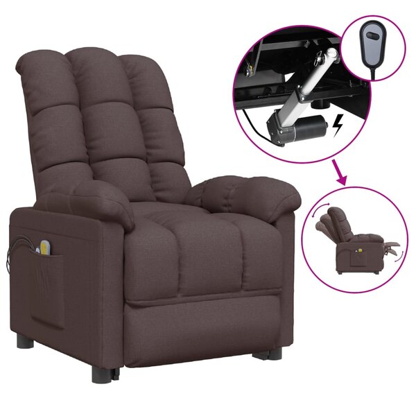 vidaXL Fauteuil électrique de massage Marron foncé Tissu