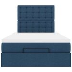 vidaXL Cadre de lit ottoman avec matelas bleu 120x200 cm tissu