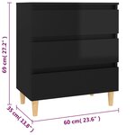vidaXL Buffet Noir brillant 60x35x69 cm Bois d’ingénierie