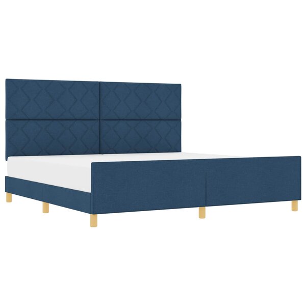 vidaXL Cadre de lit avec tête de lit Bleu 200 x 200 cm tissu