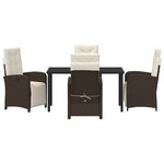 Ensemble de Repas de Jardin 5 Pièces avec Coussins en Rattan Poly Marron