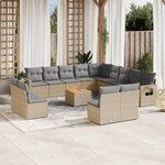 vidaXL Salon de jardin et coussins 14 Pièces mélange beige résine tressée