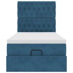 vidaXL Cadre de lit ottoman avec matelas bleu foncé 100x200 cm velours