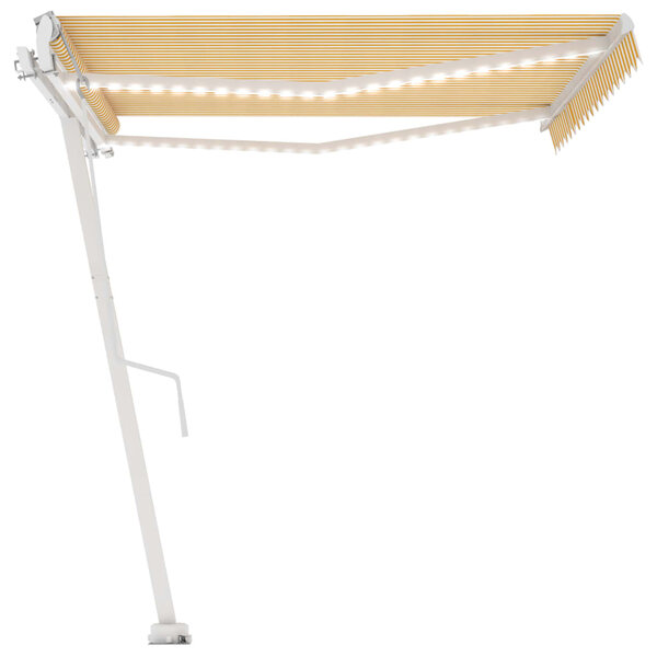 vidaXL Auvent automatique capteur de vent/LED 450x300cm Jaune et blanc