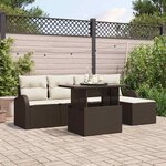 vidaXL Ensemble de canapé de jardin 6 pièces avec coussins Marron Poly Rotin