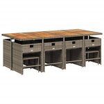 vidaXL Ensemble à manger de jardin coussins 13 Pièces gris résine tressée