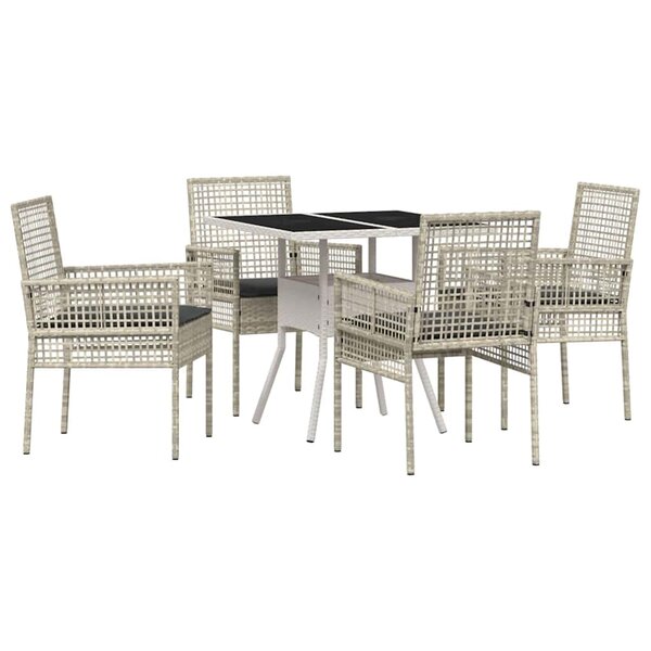 vidaXL Ensemble de salle à manger pour jardin 5 Pièces Gris Poly rotin