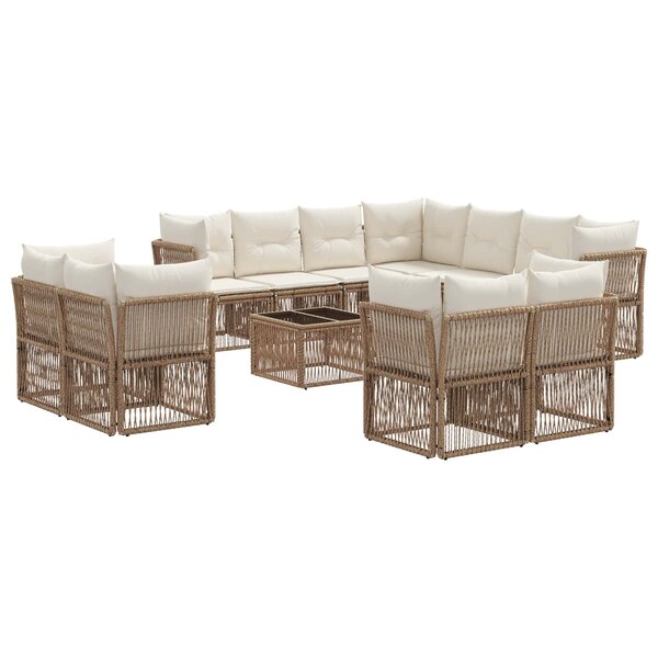 vidaXL Ensemble de canapé de jardin 12 Pièces Beige polyrotin