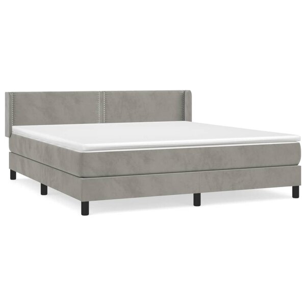 vidaXL Sommier à lattes de lit et matelas Gris clair 160x200cm Velours