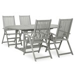 vidaXL Ensemble de salle à manger de jardin 5 pièces (150-200) x 100 cm en bois d'acacia massif gris