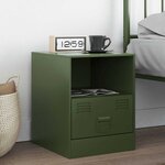 vidaXL Table de chevet vert olive 34 5x39x44 cm acier
