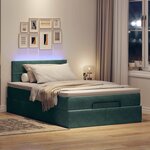 vidaXL Lit ottoman avec matelas et LED vert foncé 90x200cm velours