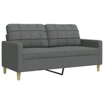 vidaXL Ensemble de canapés 3 Pièces avec repose-pied gris foncé tissu