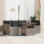vidaXL Ensemble de canapé de jardin 7 Pièces Gris Poly rotin
