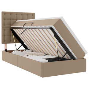 vidaXL Lit avec rangement et LED Cappuccino 100 x 200 cm Simili cuir