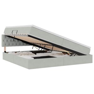 vidaXL Lit de rangement LED avec matelas Gris clair 200 x 200 cm