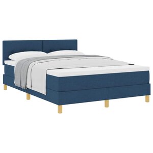 vidaXL Lit à ressorts avec coussin Bleu 140 x 190 cm tissu