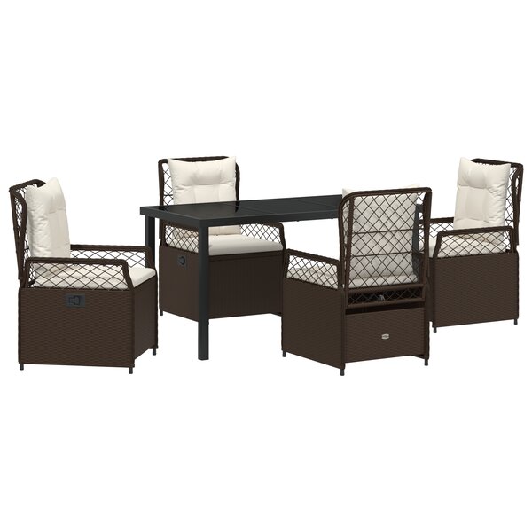 vidaXL Ensemble de Jardin 5 Pièces Marron Rattan Poly