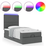 vidaXL Cadre de lit ottoman avec matelas gris foncé 100x200 cm tissu