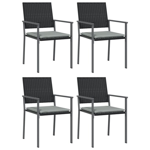 vidaXL Chaises de jardin et coussins lot de 4 noir 54x62 5x89 cm rotin