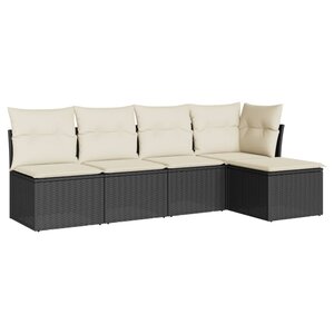 vidaXL Salon de jardin 5 Pièces avec coussins noir résine tressée
