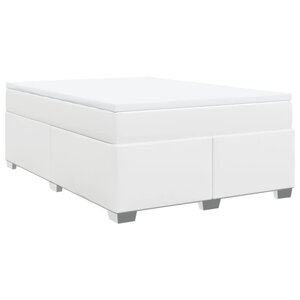 vidaXL Sommier à lattes de lit avec matelas Blanc 160x200cm Similicuir
