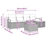 Ensemble de Canapé de Jardin 6 Pièces avec Coussins Beige Poly Rotin