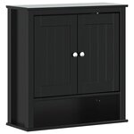 vidaXL Armoire murale de salle de bain BERG noir bois massif
