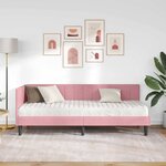 vidaXL Cadre de lit d'angle avec matelas Rose 80 x 200 cm Velours