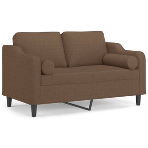 vidaXL Canapé 2 places avec oreillers décoratifs marron 120 cm tissu