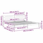 vidaXL Cadre de lit Marron et taupe 200 x 200 cm Bois massif en pin