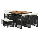 vidaXL Ensemble à manger de jardin 9Pièces coussins noir résine tressée
