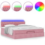 vidaXL Lit ottoman avec matelas et LED Rose 180x200 cm velours