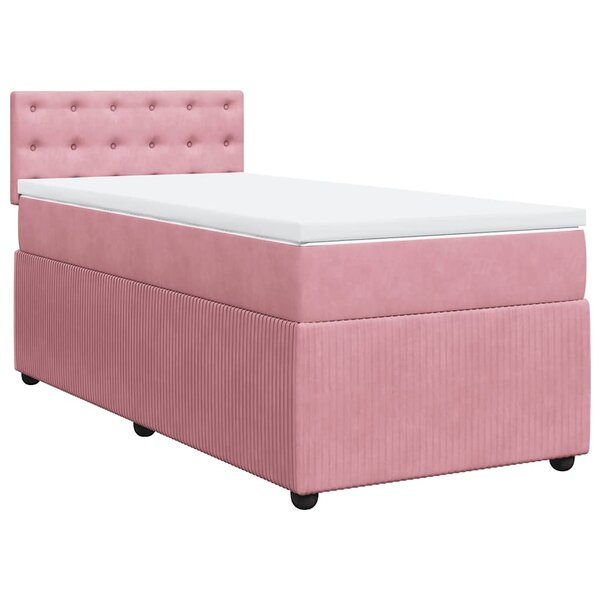 vidaXL Sommier à lattes de lit avec matelas Rose 90x200 cm Velours