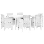 vidaXL Ensemble de salle à manger de jardin 7 pièces avec coussins en poly rotin blanc