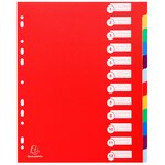 Intercalaires Polypropylène Opaque Semi Rigide 12 Positions - A4 Maxi - Couleurs Assorties - Exacompta